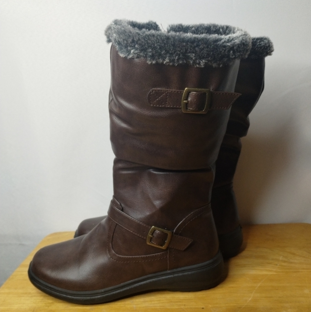 Ingaro women's size 8 Brown tall boots with faux fur - Picture 4 of 8